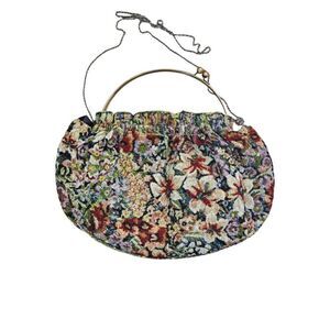 Women's Vintage Boho Tapestry Beaded Floral Multi Color Bag Purse Kiss Lock